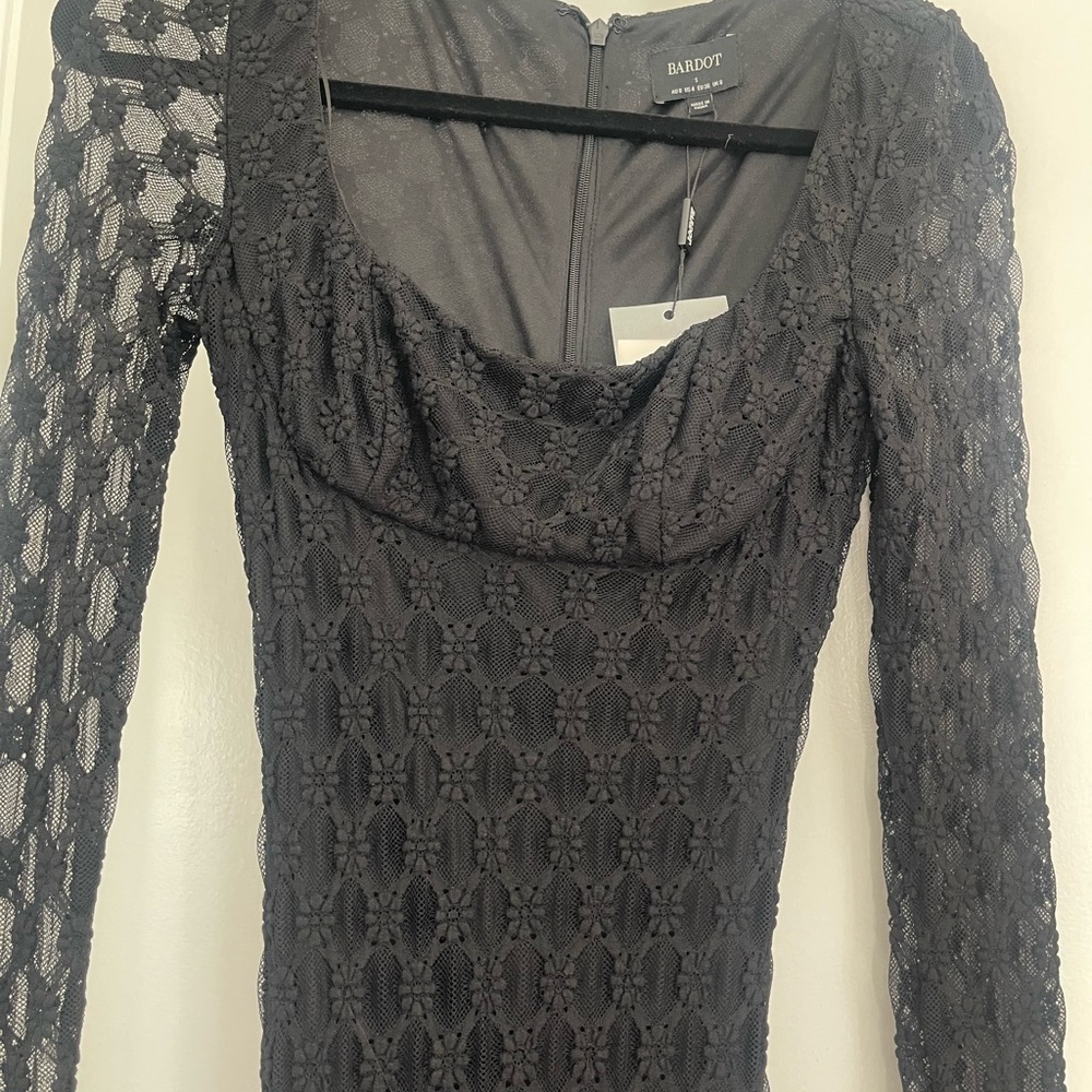 Bardot Black Lace Midi Dress